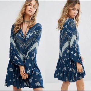Free People Blue Floral Boho Tunic Dress